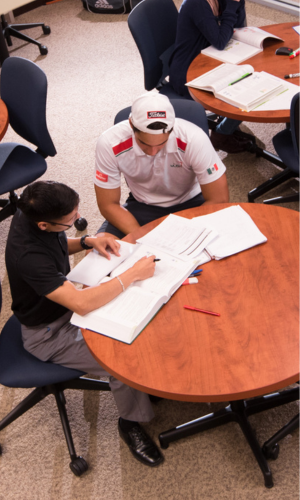 students studying at academic center