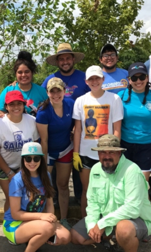 group of students doing volunteer work