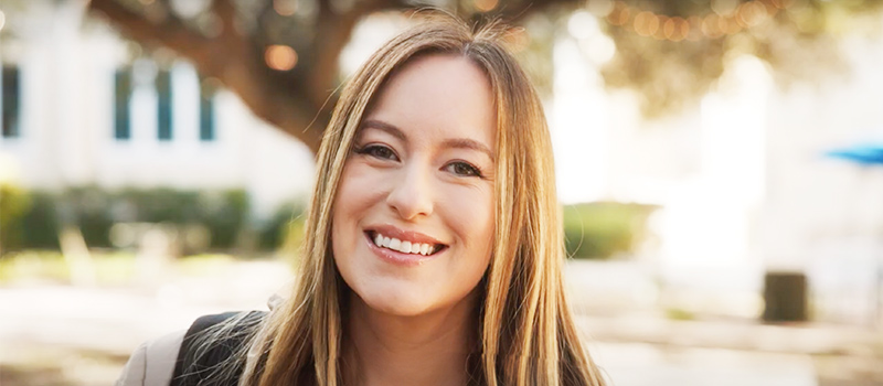 Student smiling in mall area